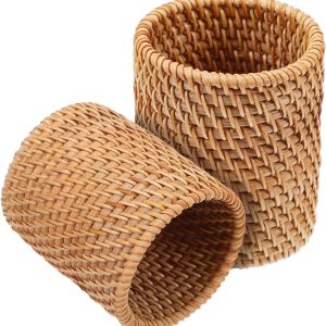 Lot de 2 Pots à Crayons en Osier Naturel